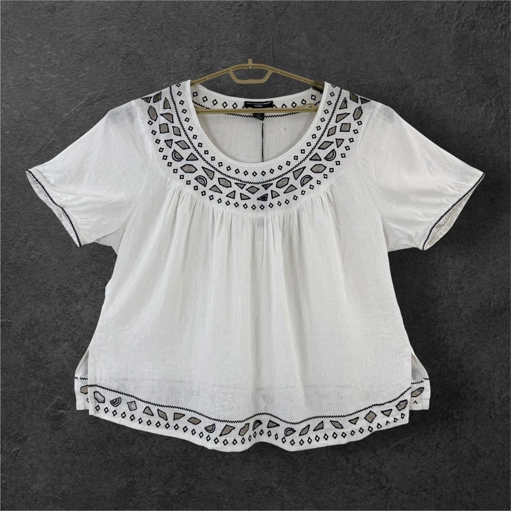 Saint Tropez West Tunic Womens 3X White Embroidered Linen Rayon NWT